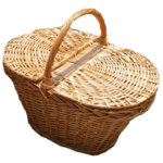 Cos De Picnic Din Rachita Naturala - 30 cm Inaltime, 35 cm Lungime, 45 cm Inaltime Cu Toarta