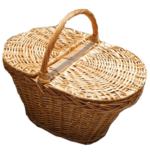 Cos De Picnic Din Rachita Naturala - 30 cm Inaltime, 35 cm Lungime, 45 cm Inaltime Cu Toarta