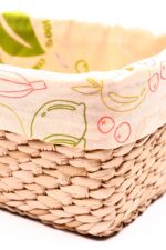 Cosulet Dreptunghiular Din Papura Impletit Manual Cu Husa Textila - imagine 4