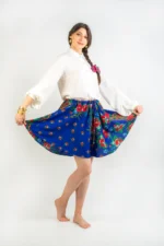 Fusta Scurtă în Clos cu Motive Etno - Rafinament și Autenticitate, Cusută Manual, Material de Înaltă Calitate, Design Etnic Distinctiv, Accentuare a Femininității, Reglabil - imagine 2