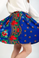 Fusta Scurtă în Clos cu Motive Etno - Rafinament și Autenticitate, Cusută Manual, Material de Înaltă Calitate, Design Etnic Distinctiv, Accentuare a Femininității, Reglabil - imagine 5