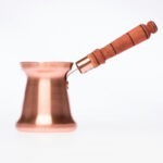 Ibric Cupru Alimentar 500 ml cu Maner Lemn, Rezistent și Manual