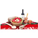 Cos Cadou 1 Traditii Handmade si Delicii Pascale Cu Ibric Cupru, Oua Lemn, Vin si Cozonac - imagine 2