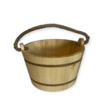Găleată din Lemn Natural cu Mâner din Sfoară pentru Sauna și Decor Rustic