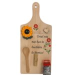 Tocator Din Lemn Personalizat Cu Mesaj Și Ustensile Miniaturale