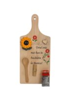 Tocator Din Lemn Personalizat Cu Mesaj Și Ustensile Miniaturale