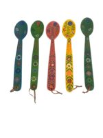 Lingură Pictată Manual Unicat România - Lemn Natural, Pirogravură, Design Tradițional