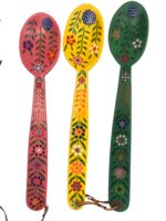 Lingură Pictată Manual Unicat România - Lemn Natural, Pirogravură, Design Tradițional - imagine 4