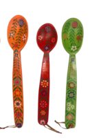 Lingură Pictată Manual Unicat România - Lemn Natural, Pirogravură, Design Tradițional - imagine 5