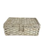 Ladă împletită manual din pănușă, cu capac și cadru metalic – 30 cm