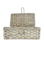 Ladă împletită manual din pănușă, cu capac și cadru metalic – 30 cm - imagine 4