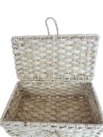 Ladă împletită manual din pănușă, cu capac și cadru metalic – 30 cm - imagine 3
