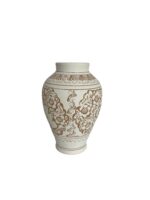 Vază Alba din Ceramică de Corund – Lucrată Manual