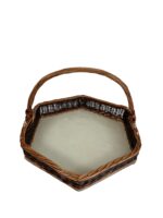 Coș hexagonal din răchită împletită manual, cu toarta - imagine 2