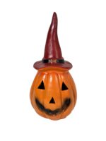Decorațiune ceramică de Halloween – Dovleac cu pălărie, pictat manual