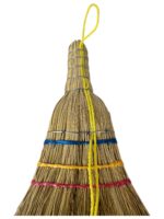 Măturică din paie de sorg, sfori tricolor, cu agățătoare textilă - imagine 3