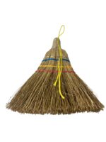 Măturică din paie de sorg, sfori tricolor, cu agățătoare textilă - imagine 4